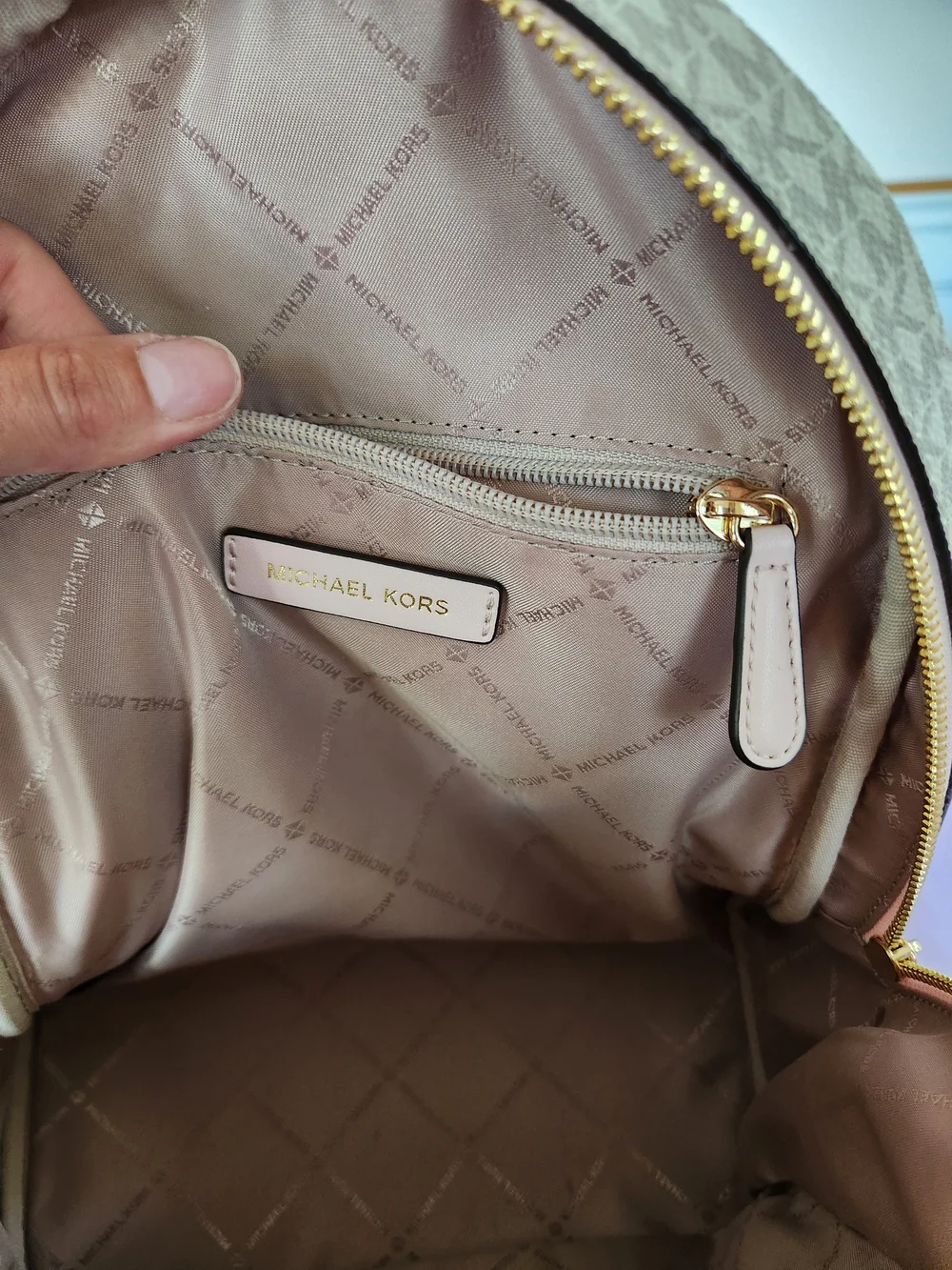 Michael Kors Pink MK Logo Backpack with Gold Hardware
